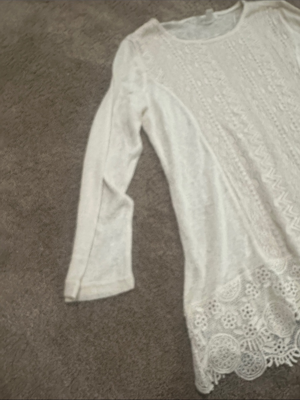 Tantrums Cream Crochet-Hem Long Sleeve Tunic - Picture 2 of 4